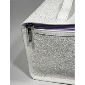 clinique make up bag white Silver glitter square Medium, Free Shipping￼