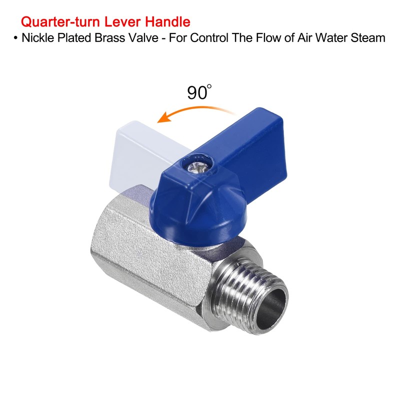 PATIKIL 1/4 NPT Brass Mini Ball Valve, 1 Pack NPT