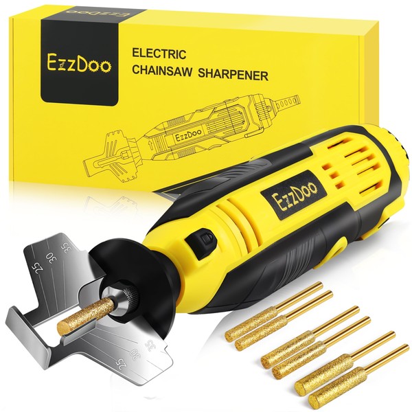 EzzDoo Electric Chainsaw Sharpener Kit with TITANIUM-COATED Diamond Bits -