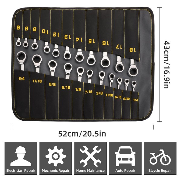 GRENPRO GRENPRO Ratcheting Wrench Set, Combination Wrench Set, 22-Piece SAE