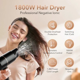 SEJOY 1800W Professional Salon Hair Dryer – Ionic Blow Dryer with Ne