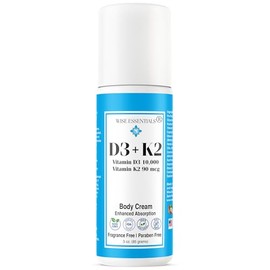 Wise Essentials Vitamin D3 K2 Body Cream 10000 IU 3 oz | Topical Vitamin D3 with K2, Olive Leaf Extract, MSM & Aloe Vera Supports Hydrated Skin
