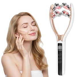 Facial Massager, Face Roller for Jawline Sculpting and Puffiness Care, Wireless V-Shape Face and Neck Massager, Facial Roller Lymphatic Drainage Recha