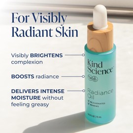 Kind Science Aceite Facial Iluminador - Hidratante Con Vitaminas E, C Y A, Bakuchiol, Aceite De Jojoba Y Moringa - Antiedad Para Una Piel Fresca Y Luminosa - Vegano, Sin Parabenos, Libre De Crueldad A
