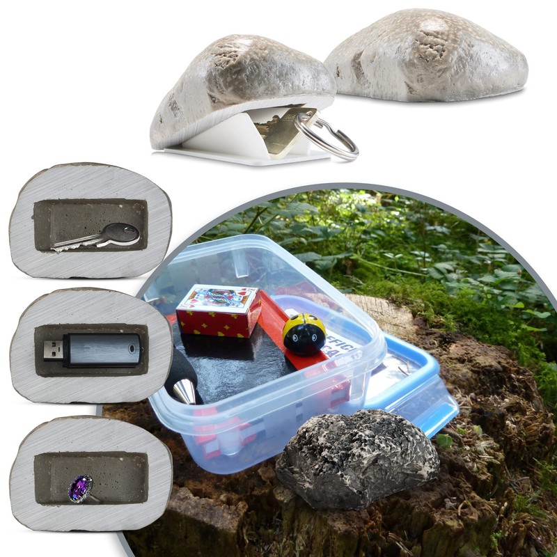 com-four® Pebblestone Key Stone - Imitation Stone with Secret Compartment