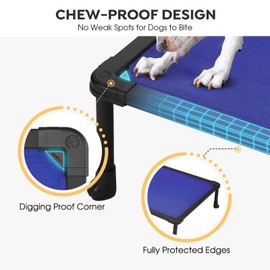 Veehoo Chew Proof Dog Bed, Non-Chewable Cot for Medium Dogs, Anti-Scratch Durable Hammock Raised Place for Training Platform, Outdoor Cooling Off Ground, CWC2420ACP