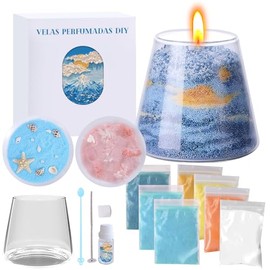 BOJOOM Kit de 3 Velas Aromaticas Decorativas(Cielo NocturnoFlores EnsueñoOcéano),Velas Perfumadas Arte de Arena DIY,Cera Soja 100,Regalo para Día de  