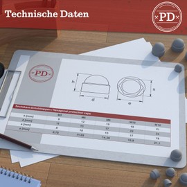 PD® Hexagonal protective caps M10 (wrench size 17) - cover caps for screws grey made of plastic - durable cover caps for nuts and screw head - screw cover grey - pack of 10