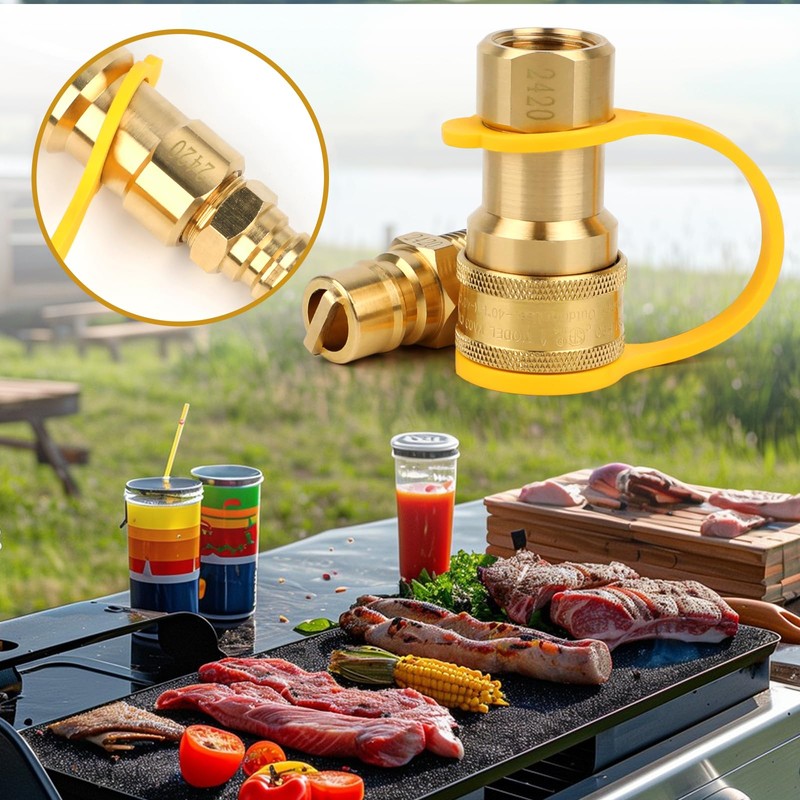 1/2 Inch Gas Quick Connect Kit, 100% Solid Brass Disconnect