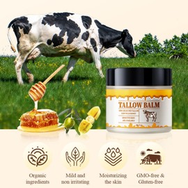 Beef Tallow for Skin, Premium Beef Tallow and Honey Balm, Natural Tallow Moisturizer for Face & Body, Whipped Beef Tallow Lotion for Skin Care, 2 oz (Beef tallow and honey balm)