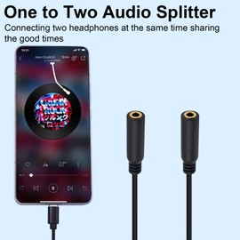 Poyiccot USB C to 3.5mm Audio Adapter, 1 to 2 Ways USB Type C to 3.5mm TRS Female Headphone Jack Adapter Y Splitter Stereo Cable Compatible with Headphone, Galaxy, MacBook, 30cm/1ft