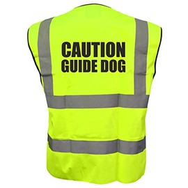 Caution Guide Dog, Dog Walker Yellow Hi Viz Vis Vest Reflective Waistcoat Jacket Road Safety High Visibility 5XL