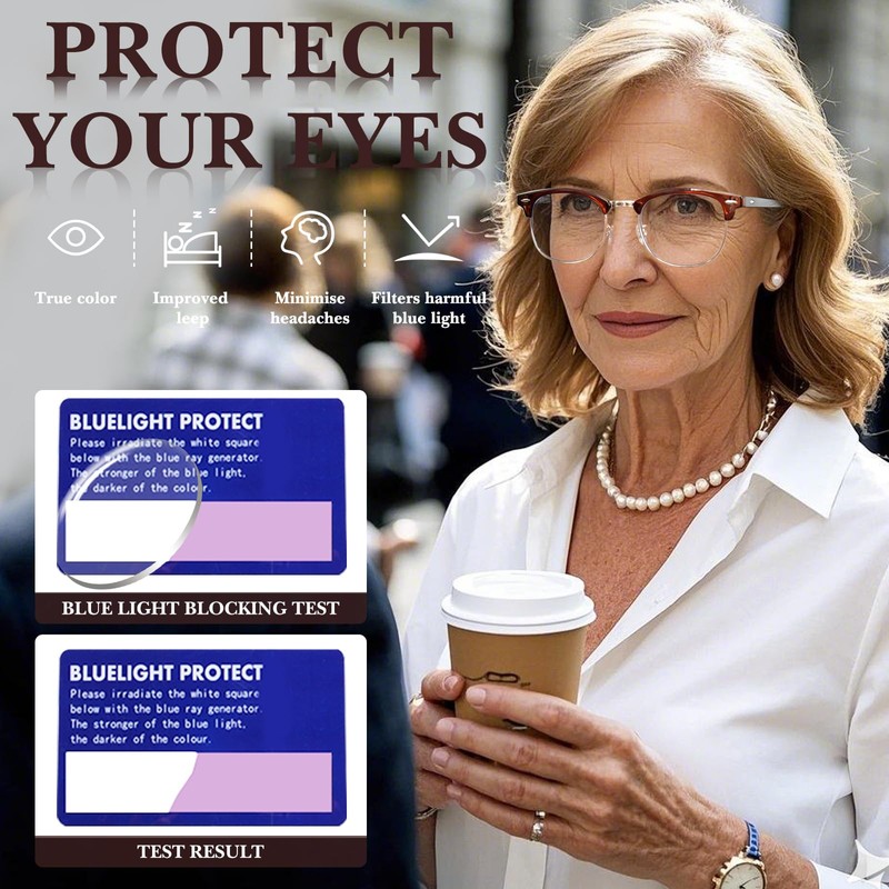 OPTOFENDY Progressive Multifocal Reading Glasses for Women Men Square Blue