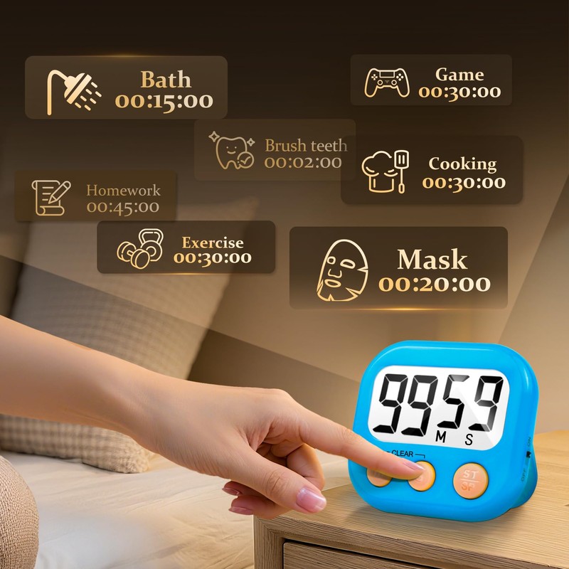 6 Pack Digital Kitchen Timer Small Classroom Timers for Kids