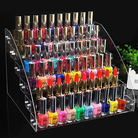 Zerone Acrylic Nail Polish Shelf, Transparent Nail Polish Organiser Stand Display for Desk, Makeup Container, Plastic Acrylic Metal, Five Layers