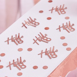 Ginger Ray Foil Hello 18 Milestone Birthday Table Scatter Confetti, Rose Gold