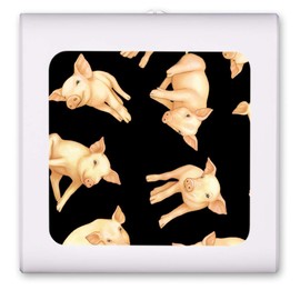 Plug in Dimmable LED Night Light with Dusk to Dawn Auto Sensor, Adjustable Brightness, Warm Light, Auto On-Off Nightlight for Bathroom, Hallway, Nursery, Bedrooms - Piglets