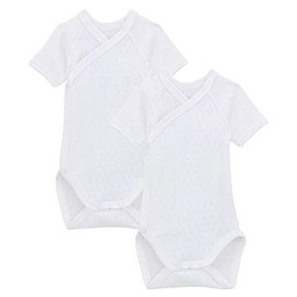 Petit Bateau Unisex Baby Short-Sleeved Bodysuit for Newborns (Pack of 2), Version 1, 0-3 Months, Variant 1, 0 Months
