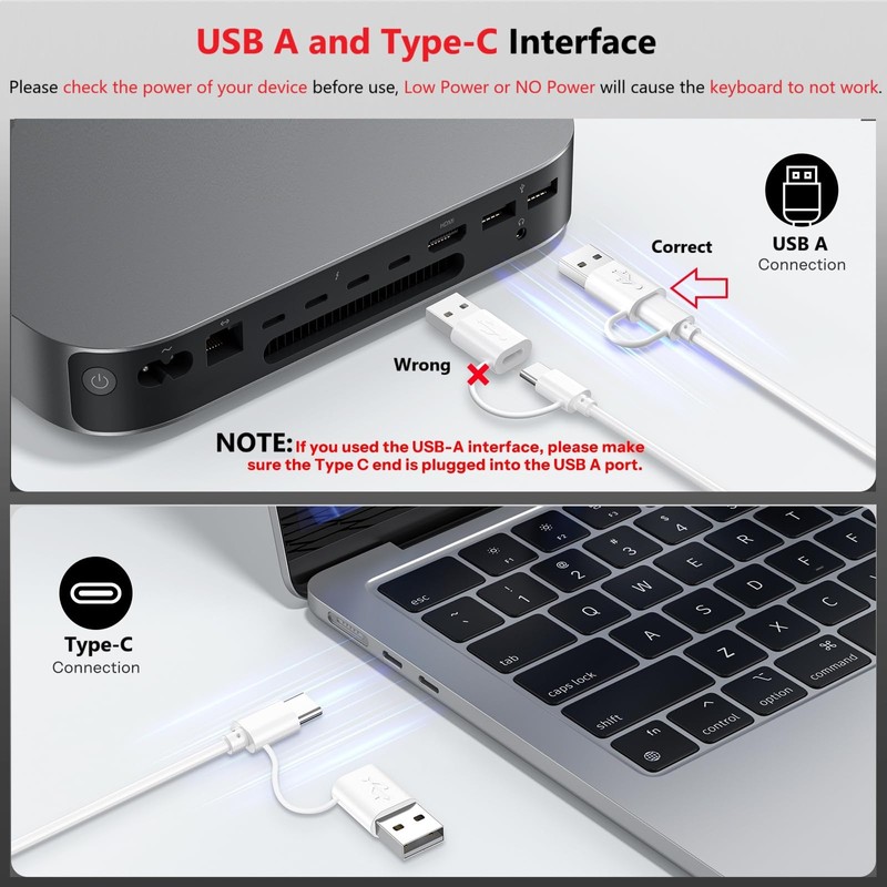 OMOTON Wired Keyboard for Mac Devices ONLY with Dual Interface,