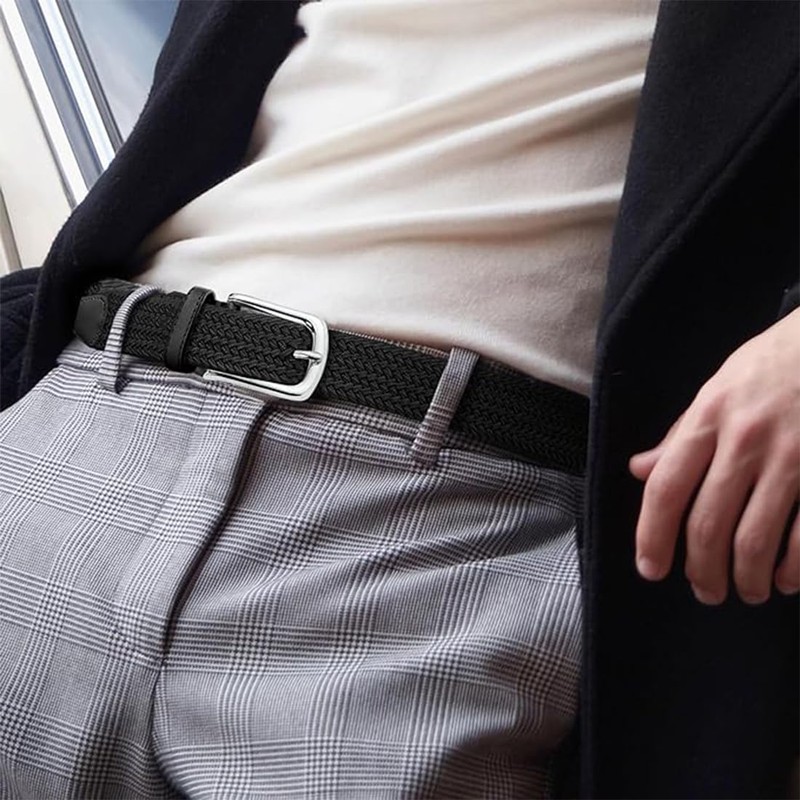 YOYEAH 2 Stück Elastischer Gürtel Herren - Stretchgürtel Flechtgürtel ohne