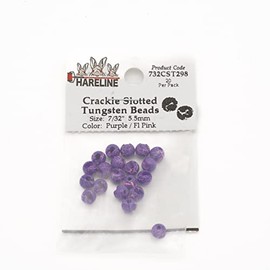 Hareline Crackle Slotted Tungsten Beads #298 7/32'' (5.56mm) Purple/Fl Pink