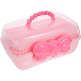 Hair Accessories Organizer Box, Portable Three-layer Storage Container with Handles, Pink Diy Hair Clips and Jewelry Box for and Dexterous and professional