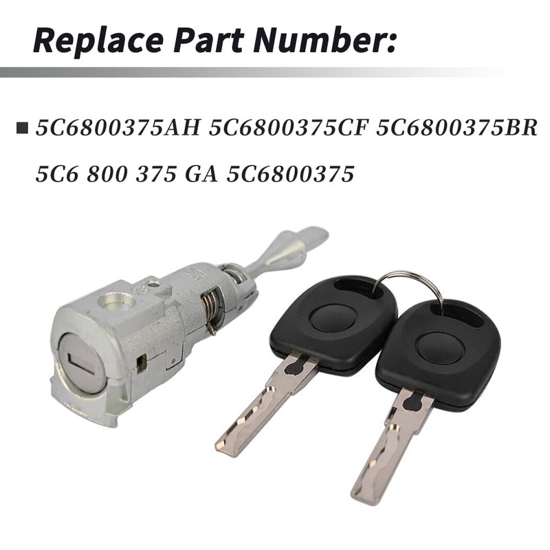 Getfarway Door Lock Cylinder Assy 5C6800375 Compatible with VW Jetta