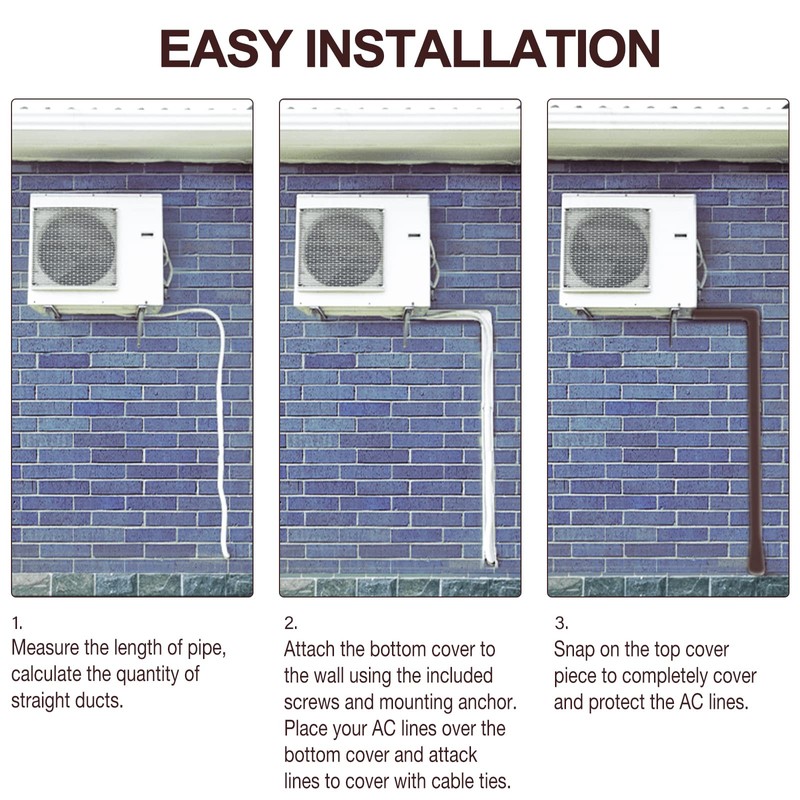 3" W 10Ft L Brown Line Set Cover Kit for