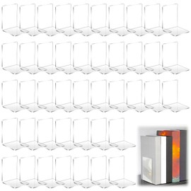 Tatuo 50 Pieces Bookends Acrylic Bookends Heavy Duty Book Holder Clear Book Ends for Shelves Decorative Book Organizer Book Stoppers for Movies CDs Library Office School, 5.12 x 3.94 x 3.94 inches