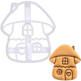 BAKERLOGY Mushroom House Cookie Cutter - Detailed Cookie Cutter Design for Baking and Crafting, Ideal for Fondant, Dough, Clay