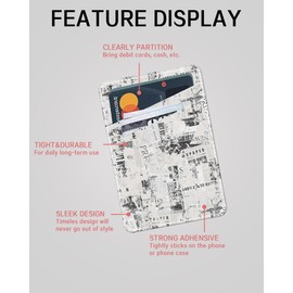 AWHSCP Phone Card Holder, Cute Leather Phone Wallet Stick On, Dual Pocket Credit Card Sticky Wallet, Compatible with Most of Cell Phone Old Newspapeer