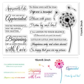 INFUNLY Silicone Stamps Thanksgiving Clear Stamps for Card Making Sentiments Rubber Clear Stamps Set and Dandelion Clear Stamps, Perfect for Holiday Card Making, DIY Scrapbooking, and Journaling