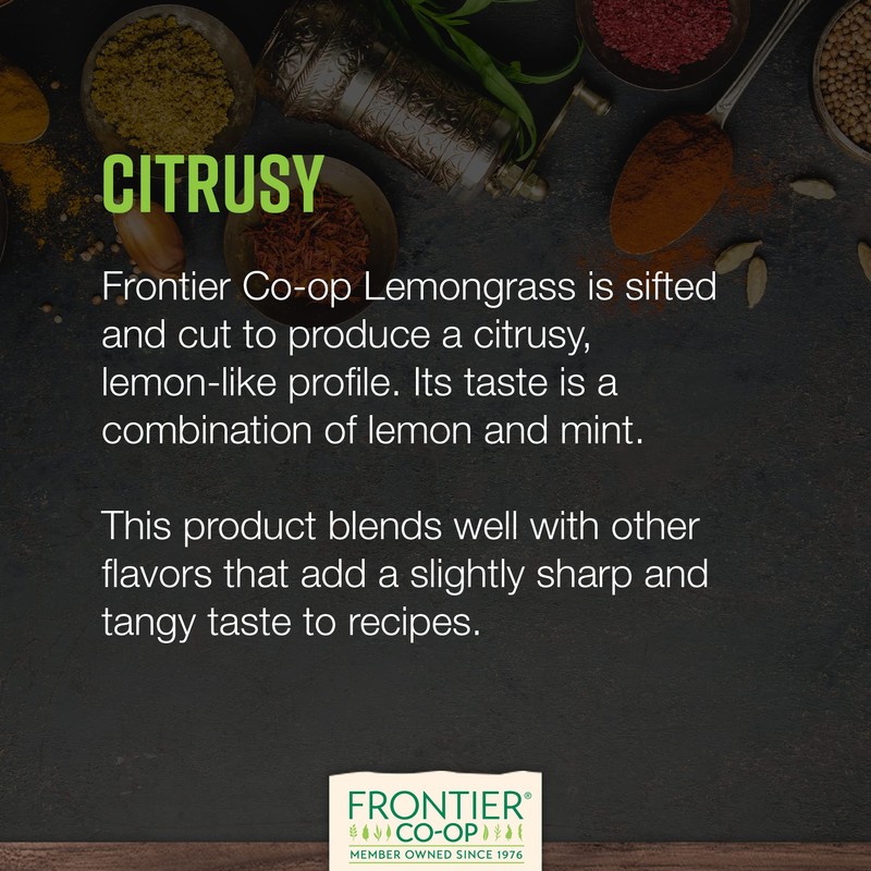 Frontier Co-op Organic Lemongrass, 1lb Bulk Bag, Cut & Sifted