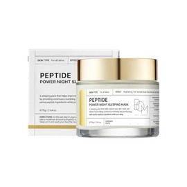 BOM COSMETICS Peptide Power Night Sleeping Mask 2.64 Fl Oz, High-Density Hydrating Overnight Facial Mask with Penta-Peptides and 99% Pure Gold for Skin Elasticity, Smooth Skin Texture, Korean Skincare