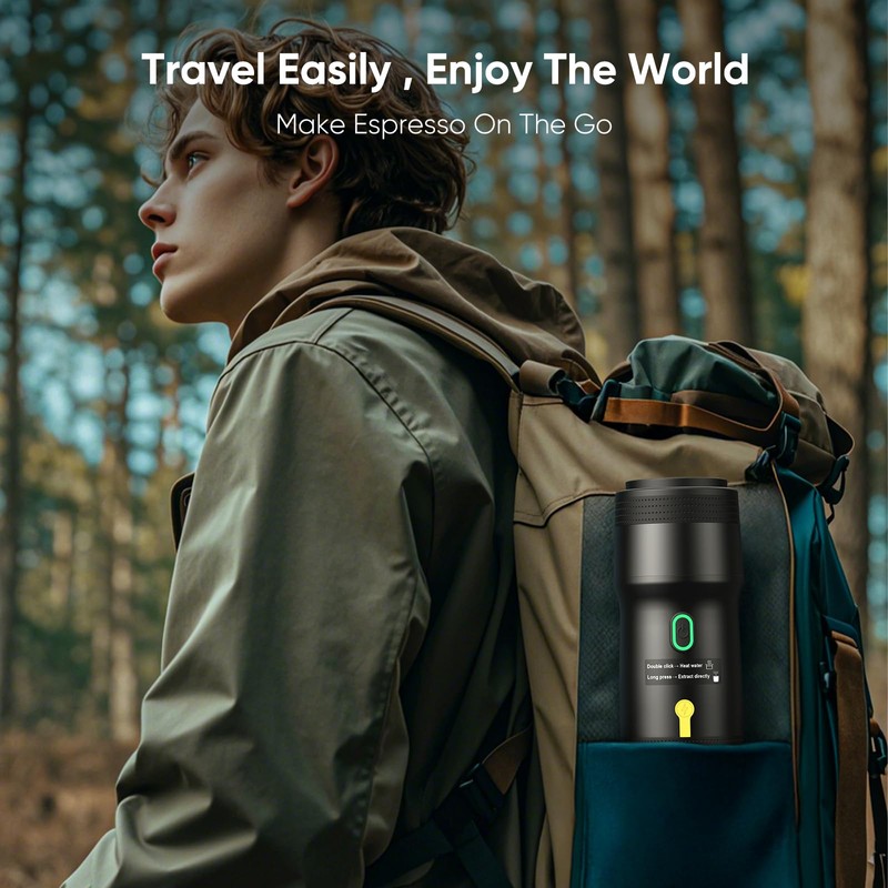Portable Electric Espresso Machine, Car Self-Heating Coffee Maker with USB-DC,