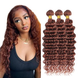 26 30 32 Inch Color #30 Bundles 8A Peruvian Virgin Remy Hair 3 Bundles Brown Deep Wave Bundles Hair Weave