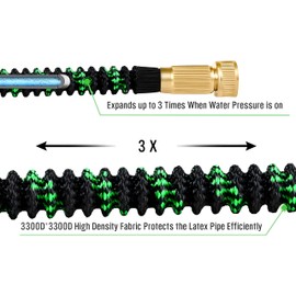 Expandable Garden Hose - 100 ft with 10 Function Nozzle Sprayer, Lightweight Flexible Water Hose with Durable Collapsible Latex Core & Solid Brass Fittings, 110ft Retractable Stretch Hose