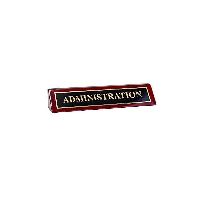 Piano Finished Rosewood Standard Engraved Desk Name Plate 'Administration', 2"