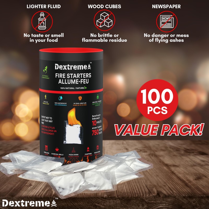Dextreme Quick Instant Fire Starter - Waterproof All-Purpose Indoor &