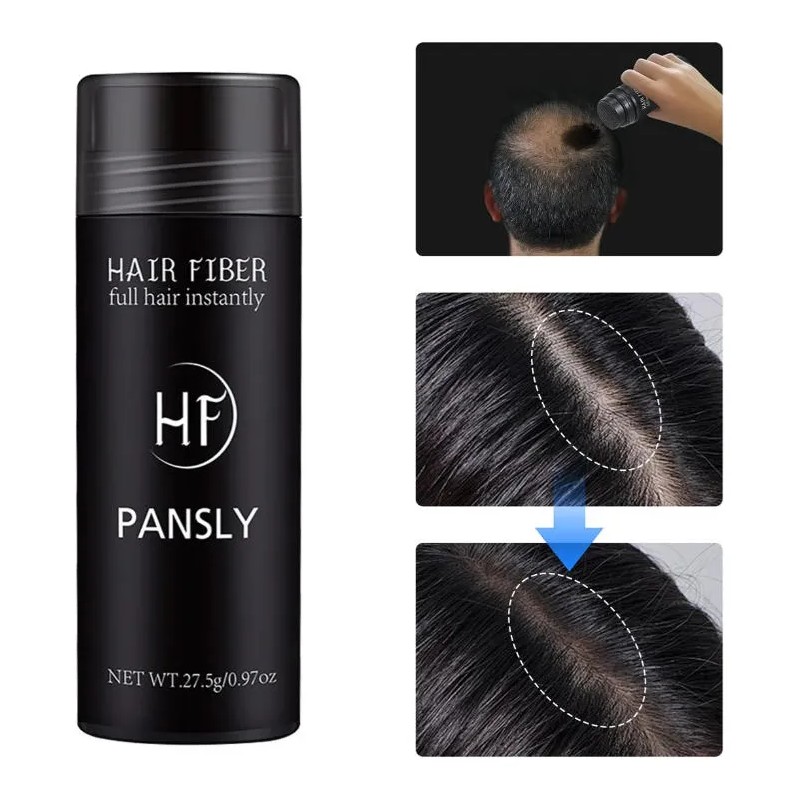 Polvo De Fibra Capilar Negro Cubre Raíz De Cabello Calvicie