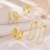 Cicy Bell Dangle Chain Earrings 18k Gold Plated pearl Earrings