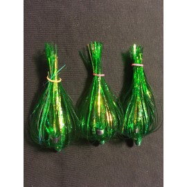High Percentage Salmon Trolling Flies Green Dragon Series Pack,of 3- 4” Rigged