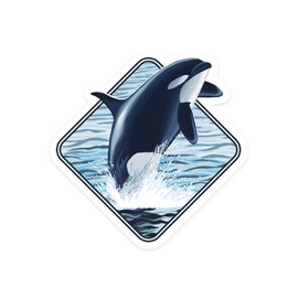 Die Cut Sticker Orca Whale Jumping Vinyl Sticker, (Waterproof Decal for Cars, Water Bottles, Laptops, Coolers), Large