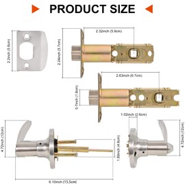 Brigligh High-Security Stainless Steel Door Handle with Lock and Key, Door Lever for Bedroom, Bathroom and Rooms(Silver)