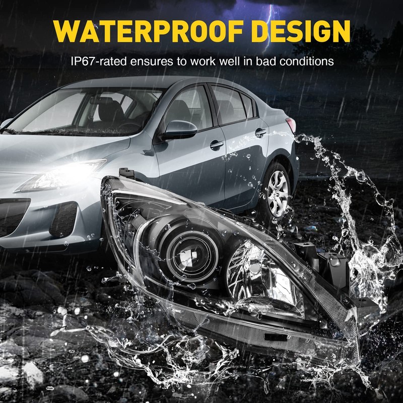 KAC Headlight Assembly Set Pair Compatible with 2010 2011 2012