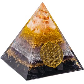 Citrine, Shungite Orgone Pyramid, Selenite, Rose Quartz, Amethyst, orgonite Chakra Pyramid Crystal, Energy Generator