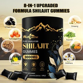 Shilajit Gummies for Men Women: Pure Himalayan Organic Shilajit Gummies Individually Wrapped with Ashwagandha 85+ Trace Minerals & Fulvic Acid for Energy Brain Immunity Support No Sugar 80 Gummies