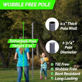 STERLING Sports Tetherball Pole, Ball and Rope Set, PawPlay Family Tetherball Set for Kids and Dogs, Outdoor Backyard Heavy Duty Tether Ball Set