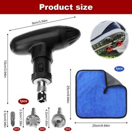 Golf Wrench Tool, Durable Golf Spike Removal Tool Kit Universal Cleat Wrench Remover and Abs Handle with Shoe Towel for Golf Accessories