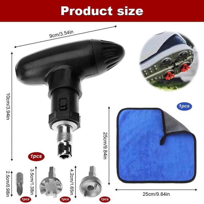 Golf Wrench Tool, Durable Golf Spike Removal Tool Kit Universal